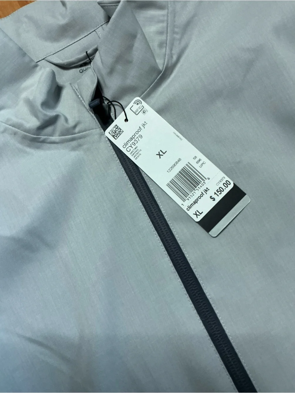 adidas Light Gray and Dark Gray Men’s Rain Jacket